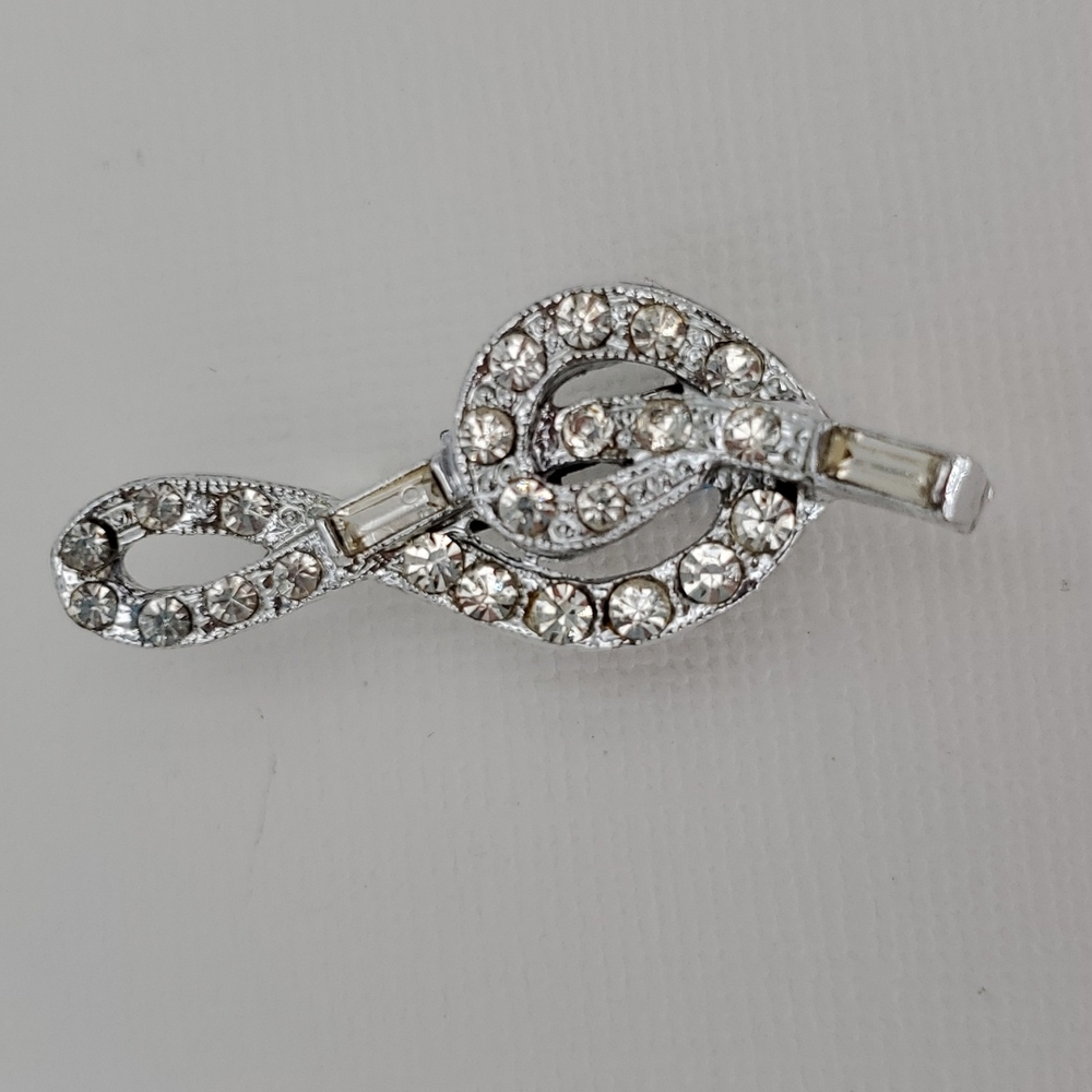 Vintage LJM Rhinestone Music Note Brooch - Picture 5 of 6